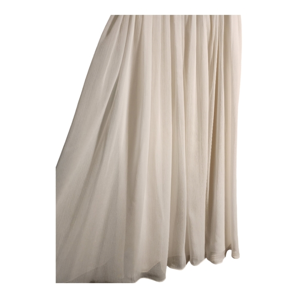 David's Bridal Flower Girl Dress, Crinkle Chiffon, Short Sleeve, Ivory, … - Picture 8 of 13